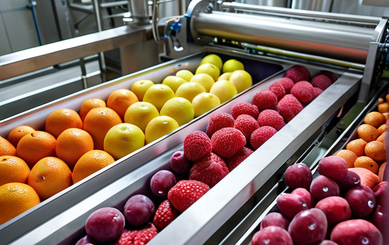 **

A vibrant close-up shot of colorful fruits and vegetables being processed with High Pressure Processing (HPP). The image should convey freshness and preservation, highlighting the technology's ability to maintain the food's natural colors and textures. Focus on the contrast between the raw produce and the finished, HPP-treated product. A subtle background could show a modern juice production facility.

**