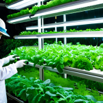 **

A modern vertical farm in Kuala Lumpur, Malaysia. Lush green leafy vegetables and herbs growing in stacked layers under LED lights. Robotic arms tending to the plants. In the background, the Petronas Twin Towers are visible. Safe for work, appropriate content, fully clothed farm workers in clean uniforms, professional, perfect anatomy, natural proportions, high quality, detailed.

**